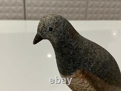 Vtg Possibly Antique Folk Art Carved Painted Wood Bird Figurine Statue Quail