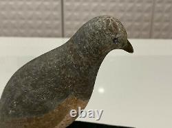 Vtg Possibly Antique Folk Art Carved Painted Wood Bird Figurine Statue Quail