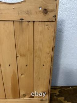 Vtg Rustic Country Folk Art Carved Wood Curio Cabinet Wall Shelf Spice Rack