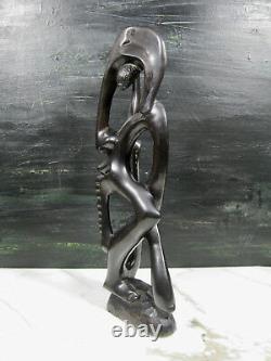 Vtg Shetani Makonde African Carved Ebony Wood Sculpture Statue Tribal Folk Art