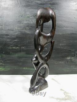 Vtg Shetani Makonde African Carved Ebony Wood Sculpture Statue Tribal Folk Art