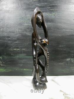 Vtg Shetani Makonde African Carved Ebony Wood Sculpture Statue Tribal Folk Art