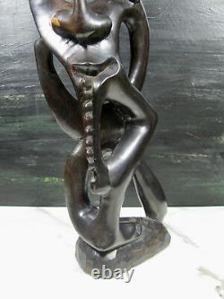 Vtg Shetani Makonde African Carved Ebony Wood Sculpture Statue Tribal Folk Art