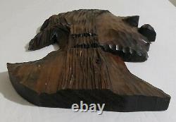 Vtg Wood Carved Indian Head Wall Plaque Maine State Prison Folk Art Cigar Store