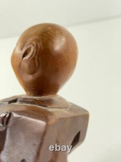 Vtg Wood Carved Mid-Century RICH MAN fat cat banker Statue Folk Art Sculpture