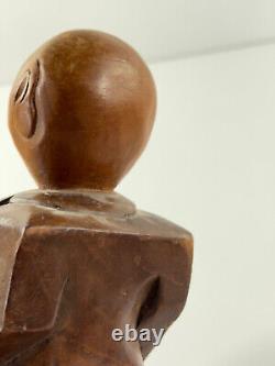 Vtg Wood Carved Mid-Century RICH MAN fat cat banker Statue Folk Art Sculpture