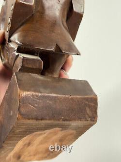 Vtg Wood Carved Mid-Century RICH MAN fat cat banker Statue Folk Art Sculpture