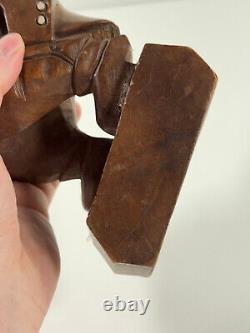 Vtg Wood Carved Mid-Century RICH MAN fat cat banker Statue Folk Art Sculpture