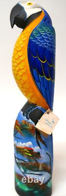 Vtg. Wooden Hand-Carved Hand-Painted Parrot Folk Art Parrot Head