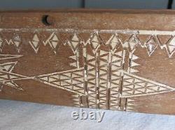 WW11 Carved Wood Folk Art Canoe Dated 1943 Am. Flag, Clasped Hands, Heart & Star