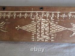 WW11 Carved Wood Folk Art Canoe Dated 1943 Am. Flag, Clasped Hands, Heart & Star