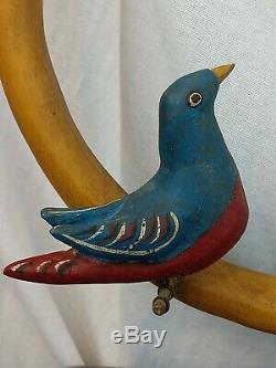 Walter & June Gottshall Folk Art Carved Wood Birds & Heart Wall Hanging Art