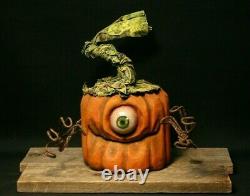Whimsical Cyclops Pumpkin Wood Carving, Chainsaw Carving, Wood Art, SHRUM