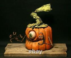 Whimsical Cyclops Pumpkin Wood Carving, Chainsaw Carving, Wood Art, SHRUM