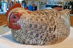 William E Kirkpatrick WEK Hand Carved & Painted Chicken Decoy Folk Art Wooden