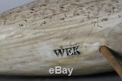 William Kirkpatrick Curlew Shorebird Folk Art Carved Wood Decoy Signed WEK