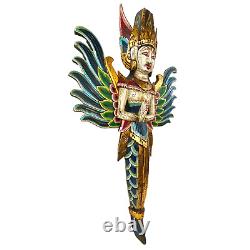 Winged Mermaid Wall Statue Rama Sita carved wood Balinese Folk Art art Set 2