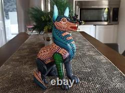 Wolf Alebrije Art, Mexican Wood Carving Home Decor, Handmade Animal Sculpture