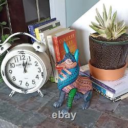 Wolf Alebrije Art, Mexican Wood Carving Home Decor, Handmade Animal Sculpture