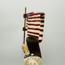 Wolf Creek 1994 Lady Liberty Wood Folk Art Signed Karen Rankin American Flag