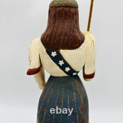 Wolf Creek 1994 Lady Liberty Wood Folk Art Signed Karen Rankin American Flag