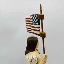 Wolf Creek 1994 Lady Liberty Wood Folk Art Signed Karen Rankin American Flag