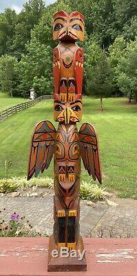 Wonderful Antique/Vintage Carved & Painted Folk Art Totem Pole 30 Wyoming