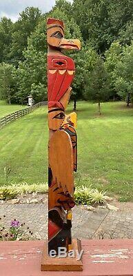 Wonderful Antique/Vintage Carved & Painted Folk Art Totem Pole 30 Wyoming