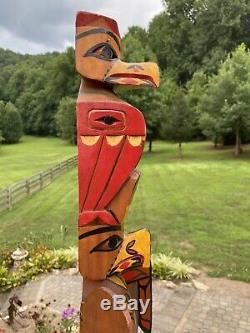 Wonderful Antique/Vintage Carved & Painted Folk Art Totem Pole 30 Wyoming