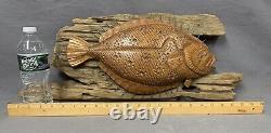 Wonderful Folk Art Flounder Decoy Carving by David Rhodes -Absecon NJ