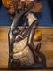 Wood Black Folk Art Hand Carved Woman Child 22 1/2 Wood & Metal Plaque