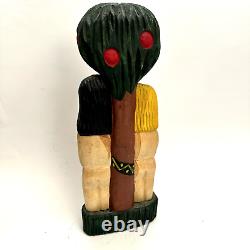 Wood Carved Polish Folk Art Adam and Eve Henryk Cichocki Poland Carving Vintage