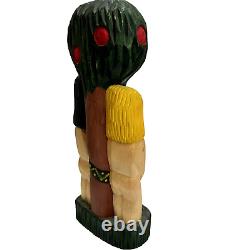 Wood Carved Polish Folk Art Adam and Eve Henryk Cichocki Poland Carving Vintage