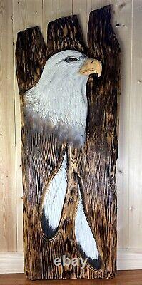 Wood Carving Eagle Chainsaw Cabin Decor Wall Art Carved Folk Art