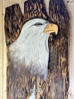 Wood Carving Eagle Chainsaw Cabin Decor Wall Art Carved Folk Art