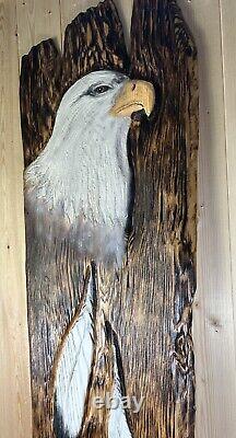 Wood Carving Eagle Chainsaw Cabin Decor Wall Art Carved Folk Art