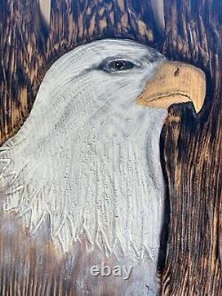 Wood Carving Eagle Chainsaw Cabin Decor Wall Art Carved Folk Art