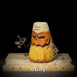 Wood Carving Folk Art Whimsical Candy Corn Halloween Decor