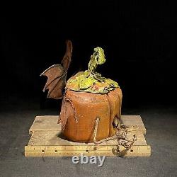 Wood Carving Folk Art Whimsical Pumpkin Halloween Decor