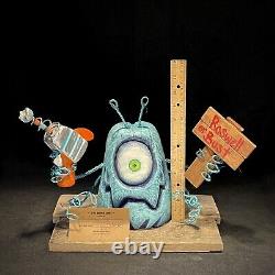 Wood Carving Orb Alien Whimsical Art Folk Art