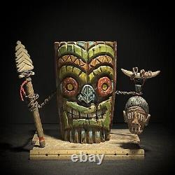 Wood Carving Rotting Tiki God Folk Art Wood Art