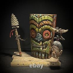 Wood Carving Rotting Tiki God Folk Art Wood Art