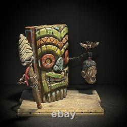 Wood Carving Rotting Tiki God Folk Art Wood Art