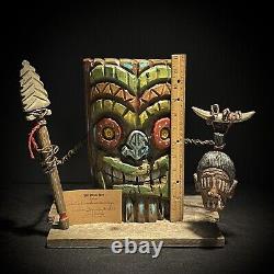 Wood Carving Rotting Tiki God Folk Art Wood Art