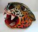 Wood Carving Wall Mask Mexican Folk Art Jaguar Cat Head Guerrero 9