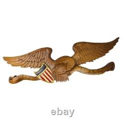 Wood Eagle Wall Plaque Unisex Large Brown Excellent Patriotic Folk Art