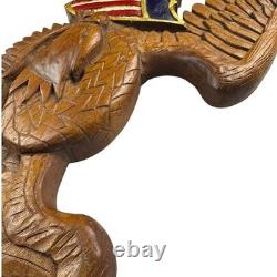 Wood Eagle Wall Plaque Unisex Large Brown Excellent Patriotic Folk Art
