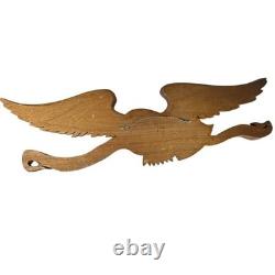 Wood Eagle Wall Plaque Unisex Large Brown Excellent Patriotic Folk Art