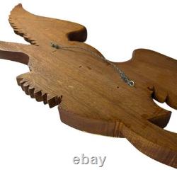 Wood Eagle Wall Plaque Unisex Large Brown Excellent Patriotic Folk Art