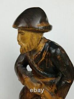 Wood Hand Carved Figure soldier WWII Folk Art